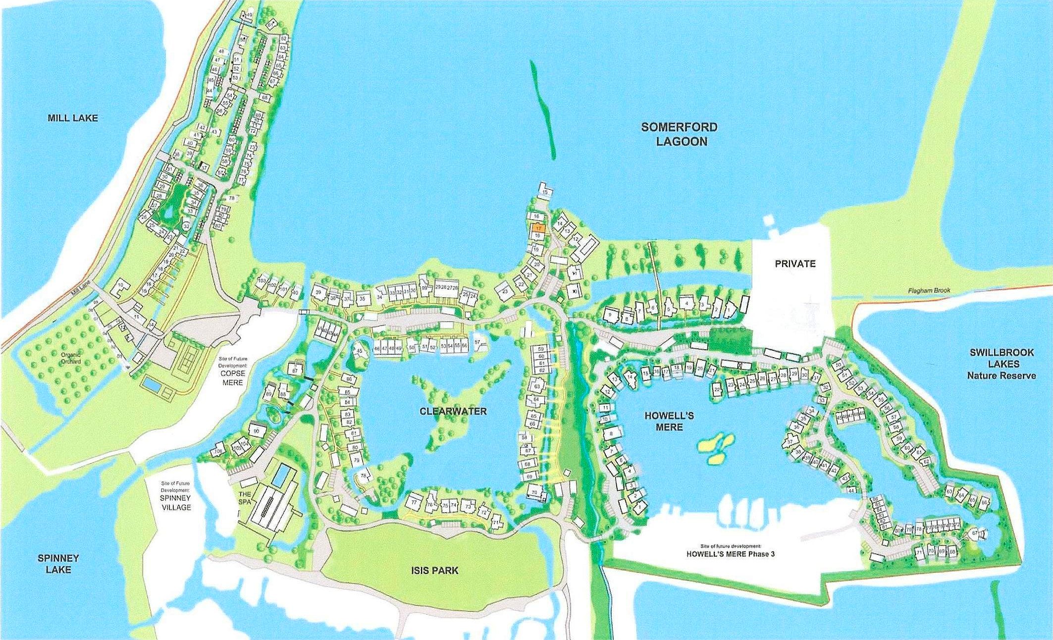 Cotswold Waterpark - Lower Mill Estate Map