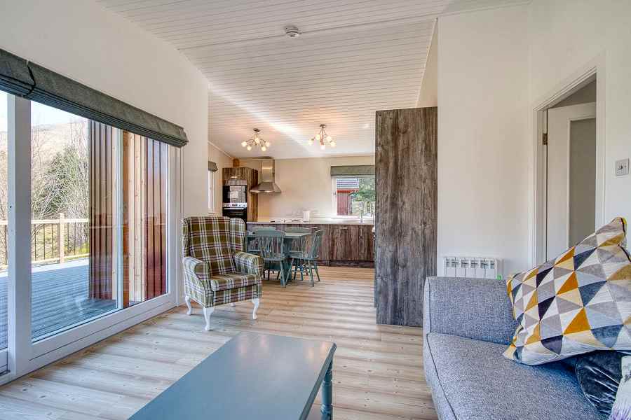 Gamekeeper Chalet Open Plan Living and Kitchen Area